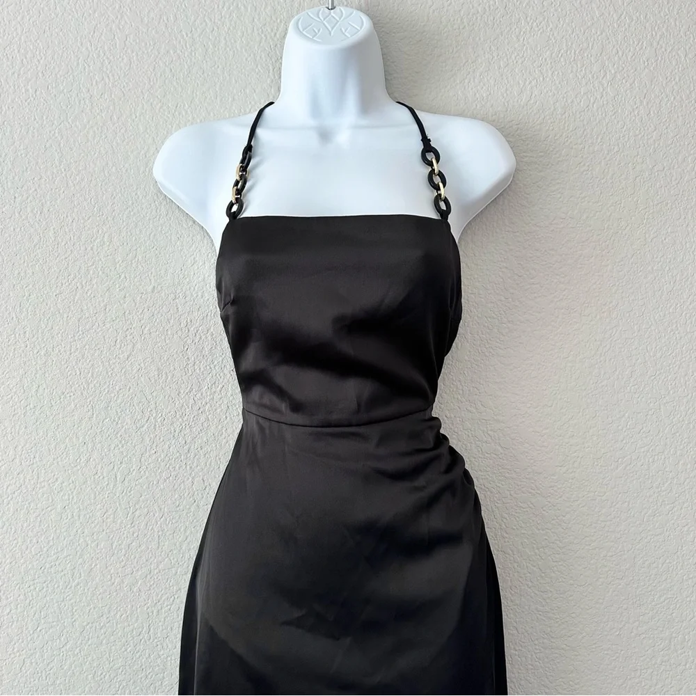 Zara Asymmetrical Ruched Slit Maxi Dress - Picture 3 of 4